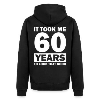60e anniversaire 1961 Idée cadeau - Veste à capuche bio Premium Unisexe - noir - Dos - Nico (187cm)