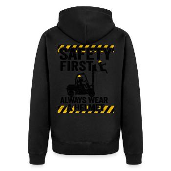 Lustig Gabelstapler Geschenk Staplerfahrer Lager - Unisex Premium Bio Zip Hoodie - Schwarz - Hinten - Nico (187cm)
