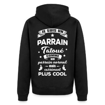 PARRAIN TATOUÉ - Veste à capuche bio Premium Unisexe - noir - Dos - Nico (187cm)