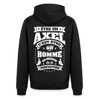 NOM - PRÉNOM - AXEL - Veste à capuche bio Premium Unisexe - noir - Dos - Nico (187cm)