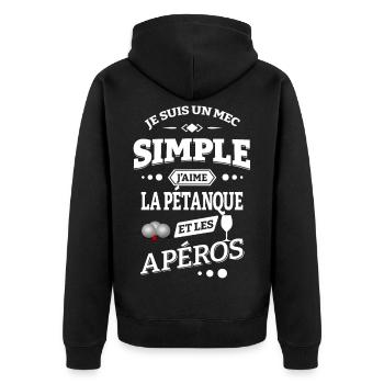 J'AIME LA PÉTANQUE ET LES APÉROS - Veste à capuche bio Premium Unisexe - noir - Dos - Nico (187cm)