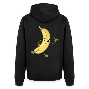Banane Lustig - Unisex Premium Bio Zip Hoodie - Schwarz - Hinten - Nico (187cm)