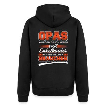 Opas wurden geschaffen Enkelkinder Bester Opa Held - Unisex Premium Bio Zip Hoodie - Schwarz - Hinten - Nico (187cm)