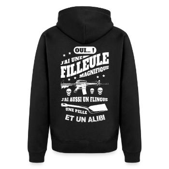 J'AI UNE FILLEULE MAGNIFIQUE - Veste à capuche bio Premium Unisexe - noir - Dos - Nico (187cm)