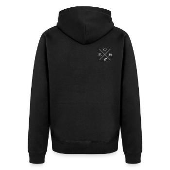 Riesling Weißwein Vino Rslng Liebe Weinfest Party - Unisex Premium Bio Zip Hoodie - Schwarz - Hinten - Nico (187cm)