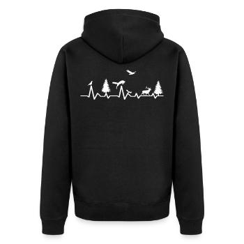 Heartbeat Animals Fox Forest Bird Deer Deer Eagle - Unisex Premium Organic Zip Hoodie - black - Back - Nico (187cm)