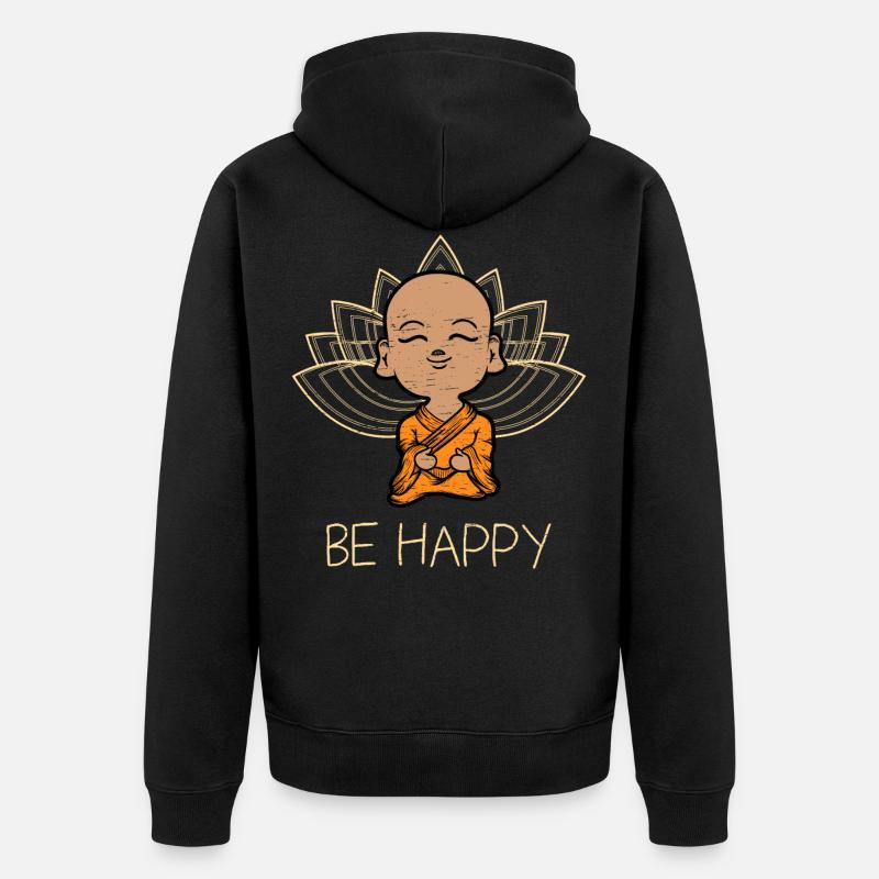 Mandala Glück - Unisex Premium Bio Zip Hoodie - Schwarz