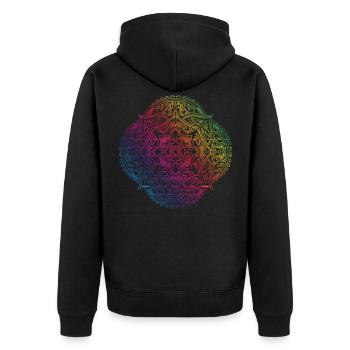 Mandala - Unisex Premium Bio Zip Hoodie - Schwarz - Hinten - Nico (187cm)