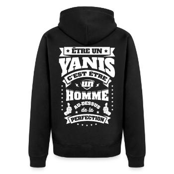 NOM - PRÉNOM - YANIS - Veste à capuche bio Premium Unisexe - noir - Dos - Nico (187cm)