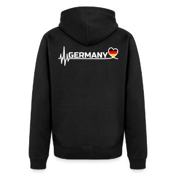 Germany Sport Fan Fussball White - Unisex Premium Bio Zip Hoodie - Schwarz - Hinten - Nico (187cm)