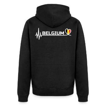Belgium Sport Fan Fussball White - Unisex Premium Bio Zip Hoodie - Schwarz - Hinten - Nico (187cm)