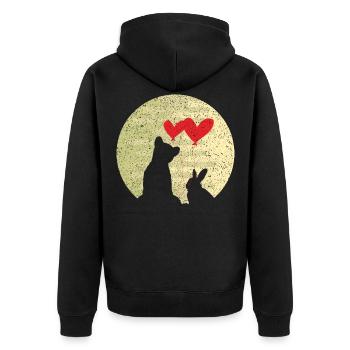 Niedliches Häschen-Bärn-Liebe Ring Ehe Beziehung - Unisex Premium Bio Zip Hoodie - Schwarz - Hinten - Nico (187cm)
