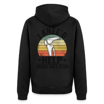 Knie Operation Künstliches Knie Geschenk Genesung - Unisex Premium Bio Zip Hoodie - Schwarz - Hinten - Nico (187cm)