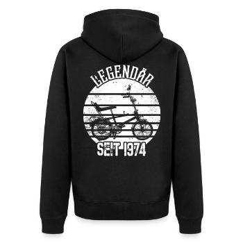 Legendär 1974 Jahrgang Bonanza Fahrrad Kult Gang - Unisex Premium Bio Zip Hoodie - Schwarz - Hinten - Nico (187cm)