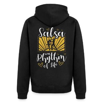 Salsa Latina Salsa Is The Rhythm Of Life - Unisex Premium Organic Zip Hoodie - black - Back - Nico (187cm)