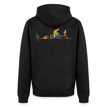 Triathlon Heartbeat Marathon Courir Course - Veste à capuche bio Premium Unisexe - noir - Dos - Nico (187cm)