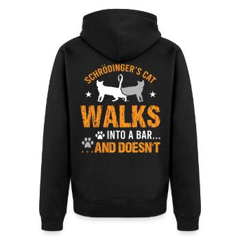 Schrödinger's Cat Walks Into A Bar And Doesn't - Unisex Premium Organic Zip Hoodie - black - Back - Nico (187cm)
