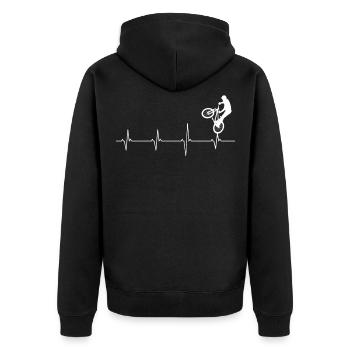 Trial Bike Bike Heartbeat Heartbeat Course - Unisex Premium Organic Zip Hoodie - black - Back - Nico (187cm)
