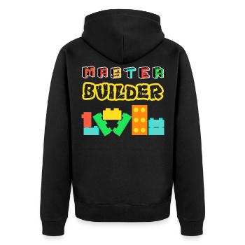 Master Builder Building Bricks Blocks Pieces - Unisex Premium Organic Zip Hoodie - black - Back - Nico (187cm)