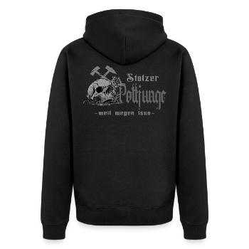Ruhrpott Pottjunge - Unisex Premium Bio Zip Hoodie - Schwarz - Hinten - Nico (187cm)