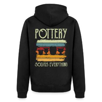 Keramik Töpfer Pottery solves everything - Unisex Premium Bio Zip Hoodie - Schwarz - Hinten - Nico (187cm)