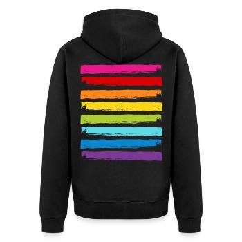 Rainbow Colors Stripes LGBT LGBTQ Gay Pride - Unisex Premium Organic Zip Hoodie - black - Back - Nico (187cm)