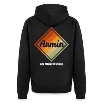 Armin - Unisex Premium Bio Zip Hoodie - Schwarz - Hinten - Nico (187cm)