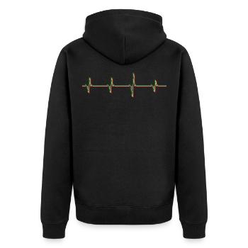 Heartbeat Herzschlag Italien Tricolore Patriot - Unisex Premium Bio Zip Hoodie - Schwarz - Hinten - Nico (187cm)