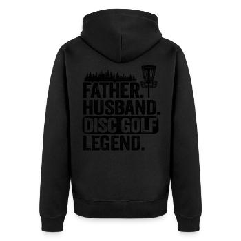 Père Mari Disc Golf Legend Cadeau Fête des Pères - Veste à capuche bio Premium Unisexe - noir - Dos - Nico (187cm)
