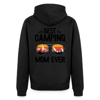 Beste Camping Mama Camper Muttertag Wohnwagen - Unisex Premium Bio Zip Hoodie - Schwarz - Hinten - Nico (187cm)