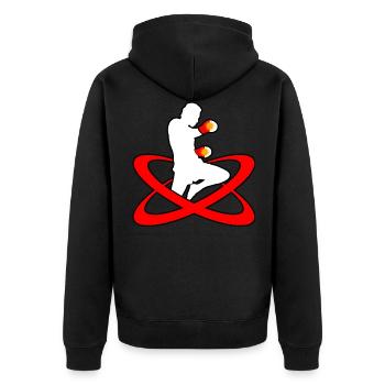 Ezidi Boxen Ezidxan Flagge Boxhabdschuhe - Unisex Premium Bio Zip Hoodie - Schwarz - Hinten - Nico (187cm)