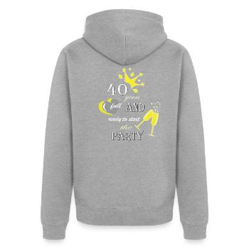 40 Jahre - Unisex Premium Bio Zip Hoodie - Grau meliert - Hinten - Nico (187cm)