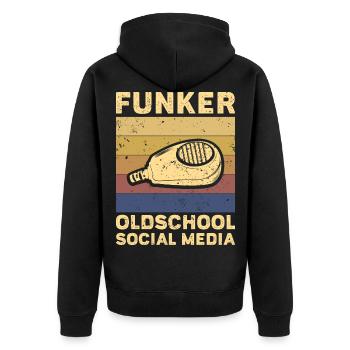 Funker Amateurfunk Amateurfunker Geschenk - Unisex Premium Bio Zip Hoodie - Schwarz - Hinten - Nico (187cm)