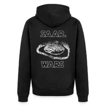 Saar Wars Saarland Fan Geschenk Saarschleife - Unisex Premium Bio Zip Hoodie - Schwarz - Hinten - Nico (187cm)