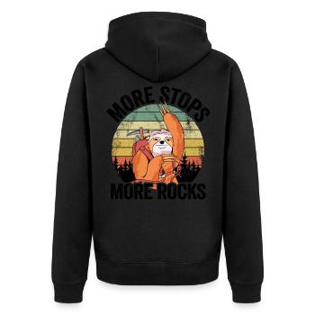More Stops More Rocks Vintage Sunset Retro Sloth - Unisex Premium Organic Zip Hoodie - black - Back - Nico (187cm)