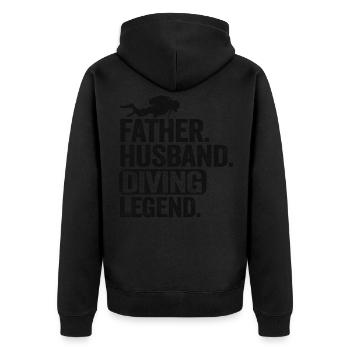 Father Husband Diving Legend Scuba Diving Dad Gift - Unisex Premium Organic Zip Hoodie - black - Back - Nico (187cm)