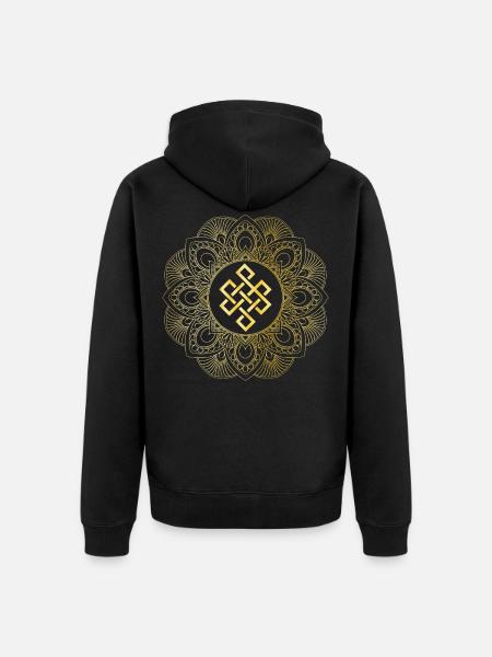 Tibetan Endless Knot Death and Rebirth Symbol - Unisex Premium Organic Zip Hoodie - black