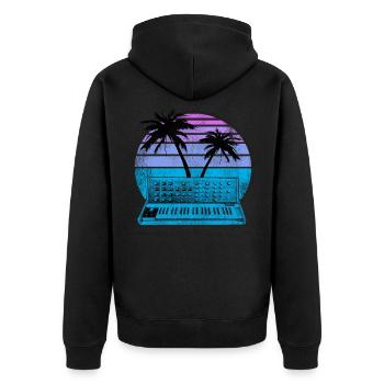 Synthétiseur analogique Synthwave Vintage Retrowave - Veste à capuche bio Premium Unisexe - noir - Dos - Nico (187cm)