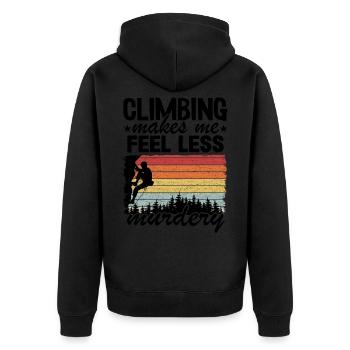 Klettern Hobby Kletterer Geschenk Bouldern Spruch - Unisex Premium Bio Zip Hoodie - Schwarz - Hinten - Nico (187cm)