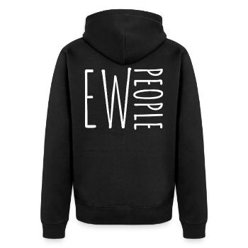 Ieh Menschen Ew People Menschenhass Humor Ironie - Unisex Premium Bio Zip Hoodie - Schwarz - Hinten - Nico (187cm)