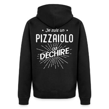 je suis un pizzaiolo qui déchire humour pizzaiolo - Veste à capuche bio Premium Unisexe - noir - Dos - Nico (187cm)