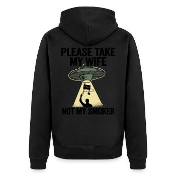 Grillen Smoker Herren Lustiges Griller - Unisex Premium Bio Zip Hoodie - Schwarz - Hinten - Nico (187cm)