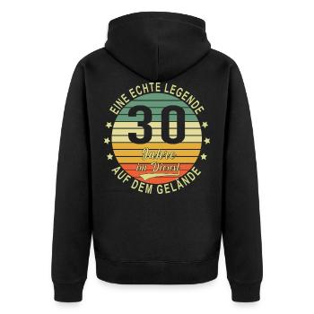 30 Jähriges Dienstjubiläum Arbeitsjubiläum - Unisex Premium Bio Zip Hoodie - Schwarz - Hinten - Nico (187cm)