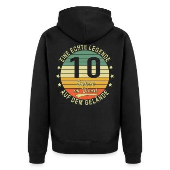 10 Jähriges Dienstjubiläum Firmenjubiläum Jubiläum - Unisex Premium Bio Zip Hoodie - Schwarz - Hinten - Nico (187cm)