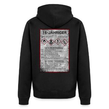 16 Geburtstag 2005 Junge Geschenk Lustige Sprüche - Unisex Premium Bio Zip Hoodie - Schwarz - Hinten - Nico (187cm)