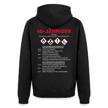 40 Geburtstag 1981 Männer Geschenk Sprüche - Unisex Premium Bio Zip Hoodie - Schwarz - Hinten - Nico (187cm)