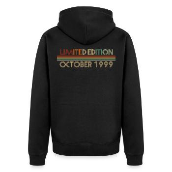 22. Geburtstag Oktober 1999 Geschenkidee - Unisex Premium Bio Zip Hoodie - Schwarz - Hinten - Nico (187cm)