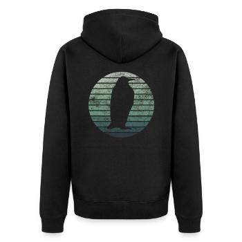 Pinguin Pinguine Retro Vintage Bunt Geschenk - Unisex Premium Bio Zip Hoodie - Schwarz - Hinten - Nico (187cm)