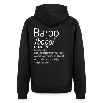 Babo Bosnian Dad Bosnia and Herzegovina - Unisex Premium Bio Zip Hoodie - Schwarz - Hinten - Nico (187cm)