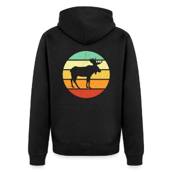 Elk - Unisex Premium Organic Zip Hoodie - black - Back - Nico (187cm)